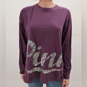 Deep Plum VS Pink Sequin Ladies XS Long-Sleeve Top